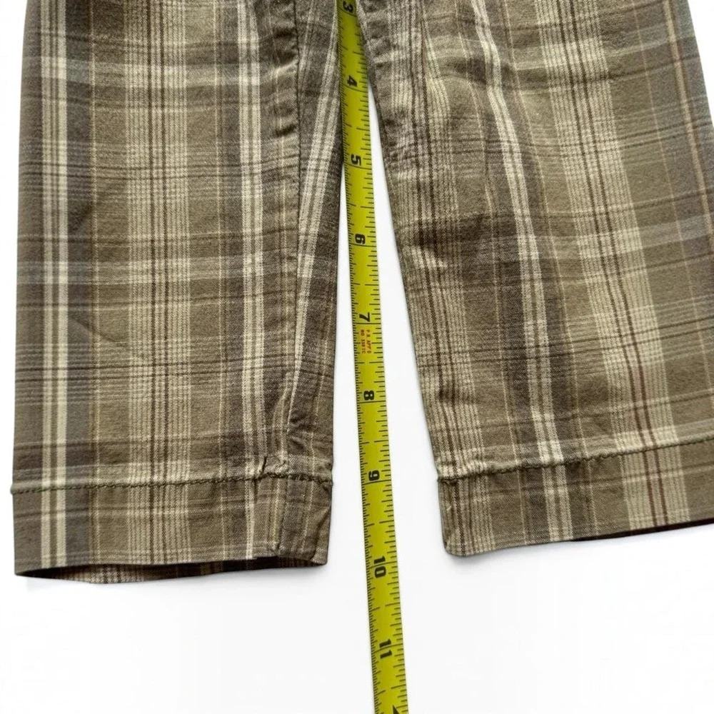 Express Womens Brown Plaid Y2K Bermuda Shorts Low Rise Knee Length Size 2